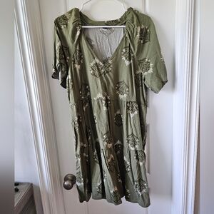 Old Navy Green Cuffed Sleeve Mini Dress
